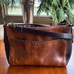 Tignanello Two-Tone Leather Shoulder Bag.  Lovely detail and silk lining